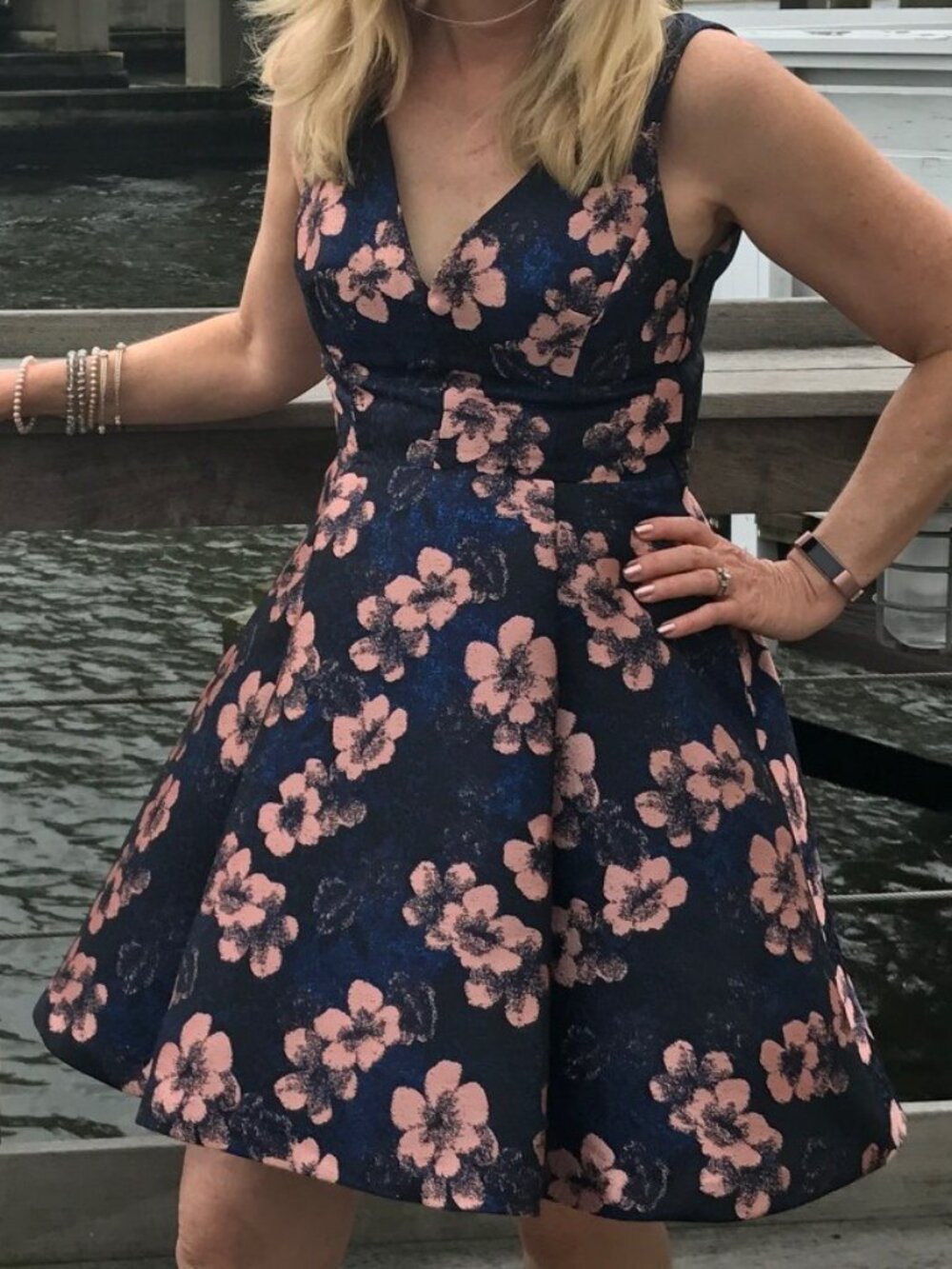 Betsey Johnson Fit and Flare V-Neck Cocktail Dress, Size 4